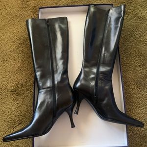 stuart weitzman bonjour black calf boots size 7